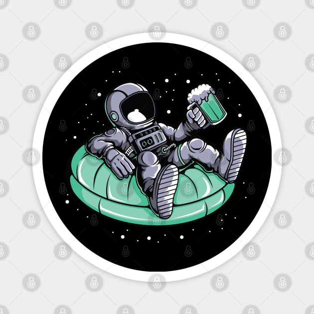 Astronaut Relaxing and Drinking Beer Magnet by kim.id